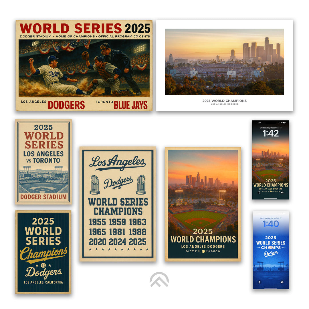 2025 Dodgers championship printable wall art digital fan pack with multiple poster designs