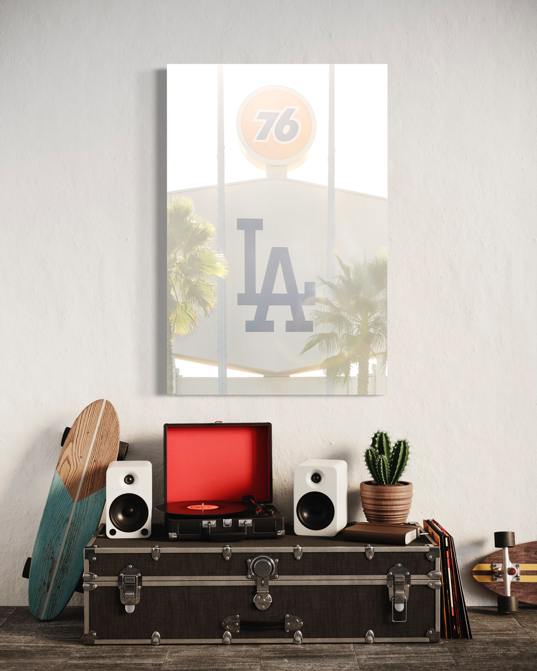 76 & LA – Chavez Ravine Sun Haze | Los Angeles Dodgers Baseball Fine Art Print Metal Print, Canvas, Acrylic, Inkjet Photo Chris Fabregas Photography Wall Art print High-quality fine art photography print 