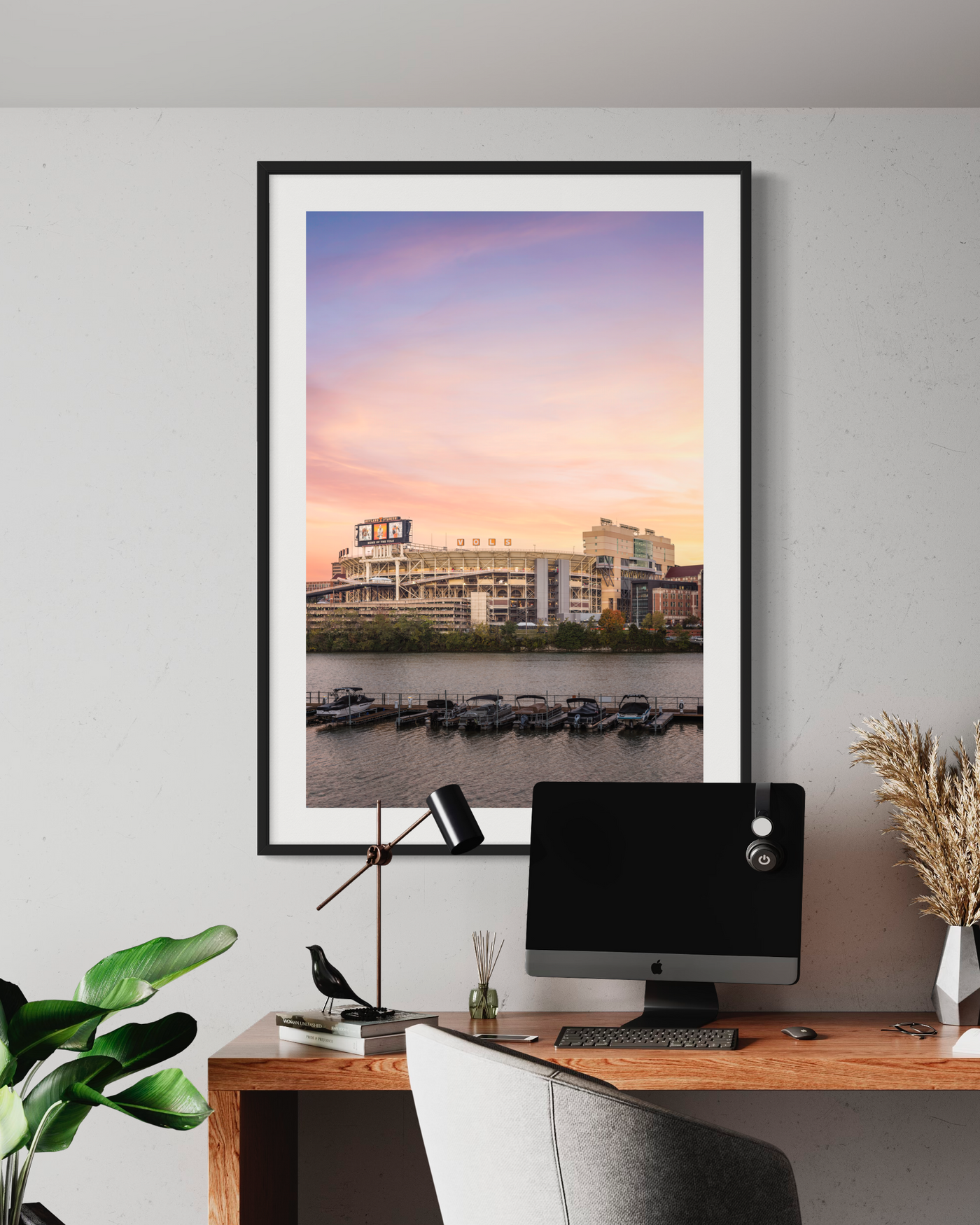 Neyland Stadium Sunrise Limited Edition displayed in a styled room interior