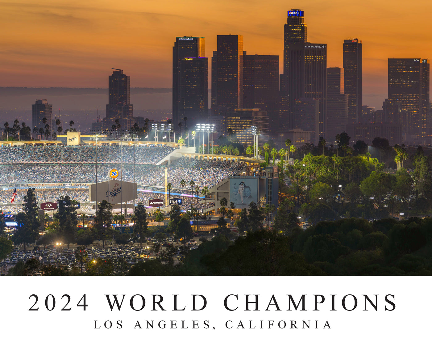 Dodgers 2024 World Series Champions panoramic poster displayed in a styled room interior 4