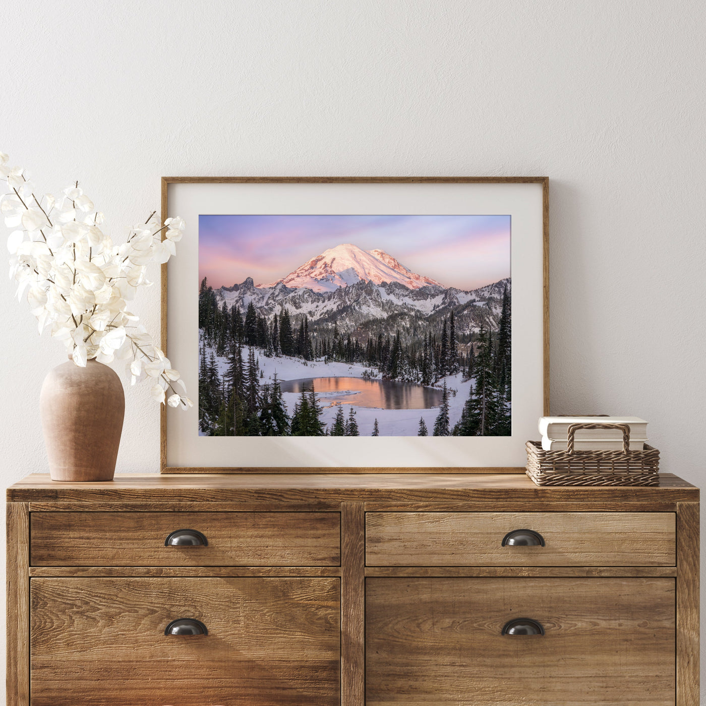Mount Rainier Pacific Northwest displayed in a refined room interior