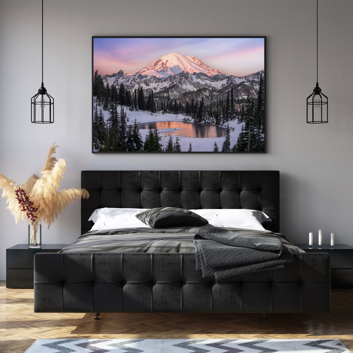 Mount Rainier Pacific Northwest displayed in a styled room interior