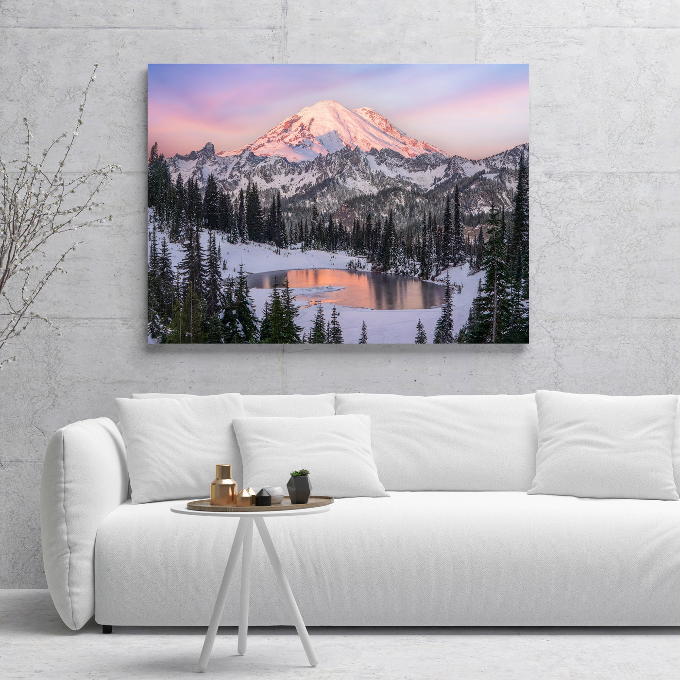 Mount Rainier Pacific Northwest displayed in a contemporary room interior