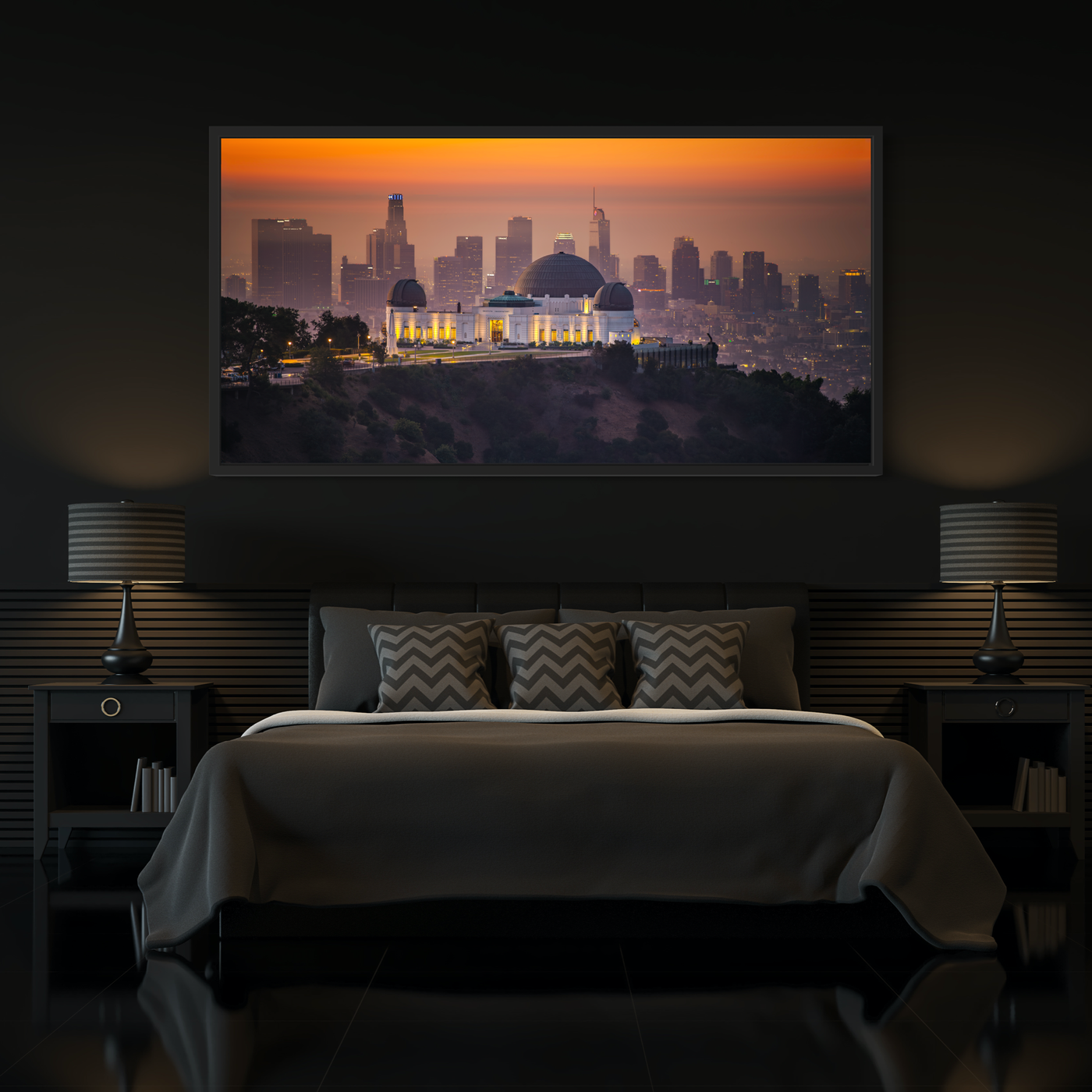 Griffith Observatory Los Angeles Sunset displayed in a contemporary room interior
