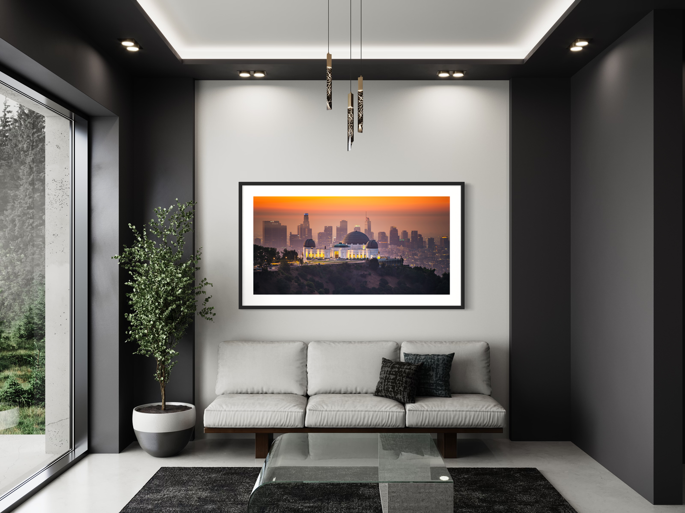 Griffith Observatory Los Angeles Sunset displayed in a refined room interior