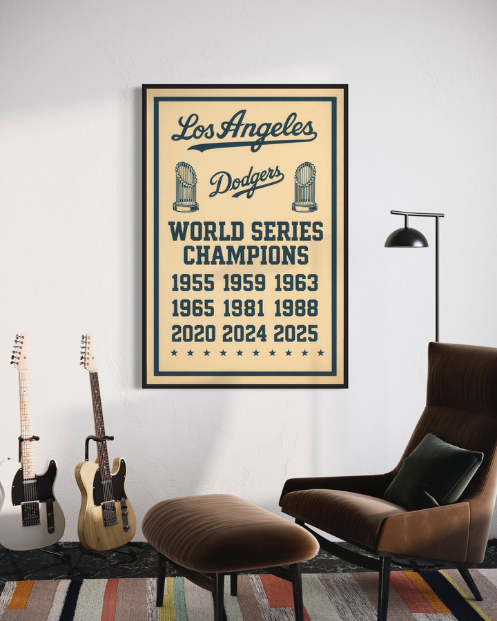 Los Angeles Dodgers World Series Champions Poster | 1955–2025 Championship Years Vintage Wall Art | Instant JPEG Download Digital Download Chris Fabregas Fine Art Photography Wall Art print High-quality fine art photography print 