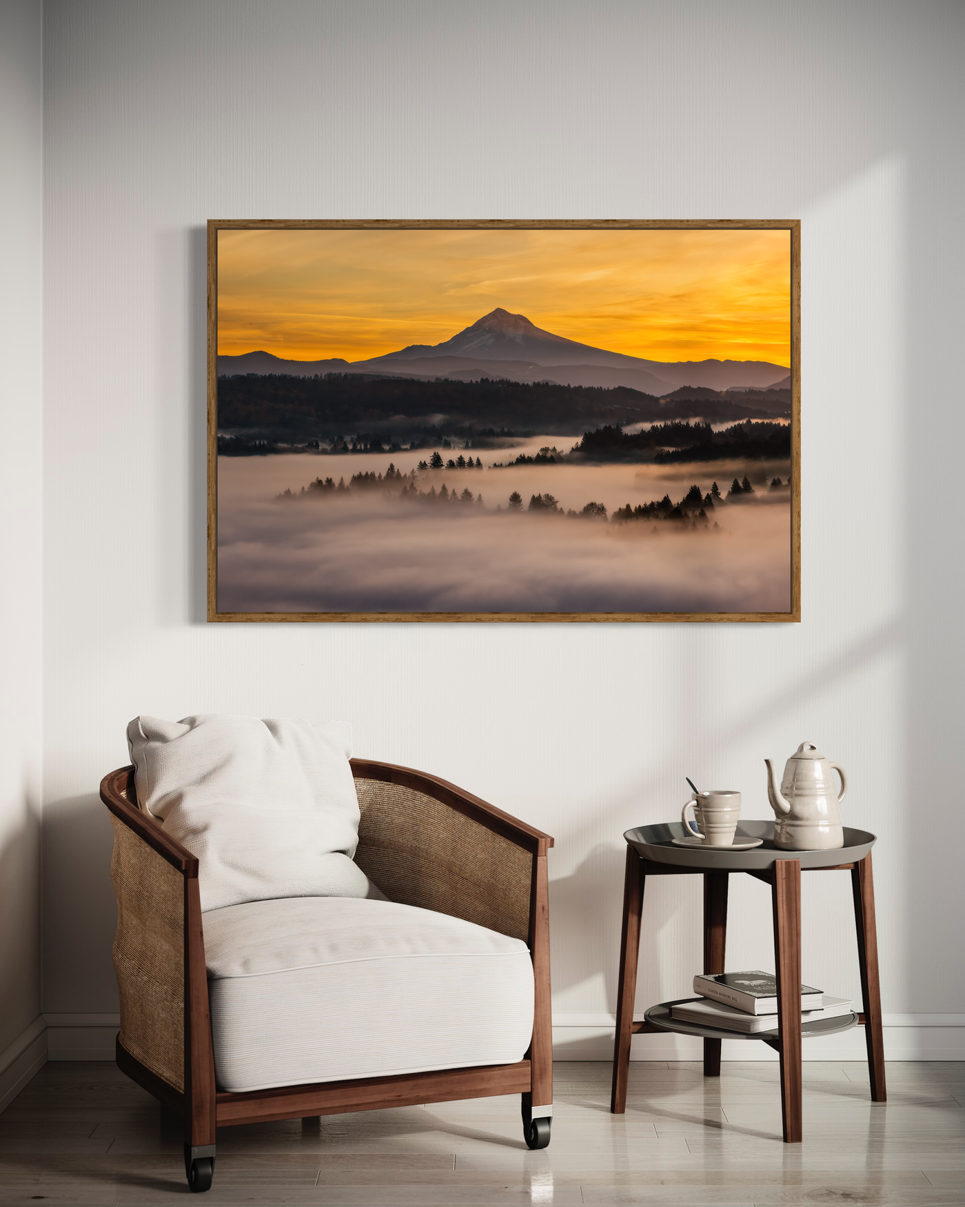 Mount Hood Sunrise Pacific Northwest displayed in an elegant room interior