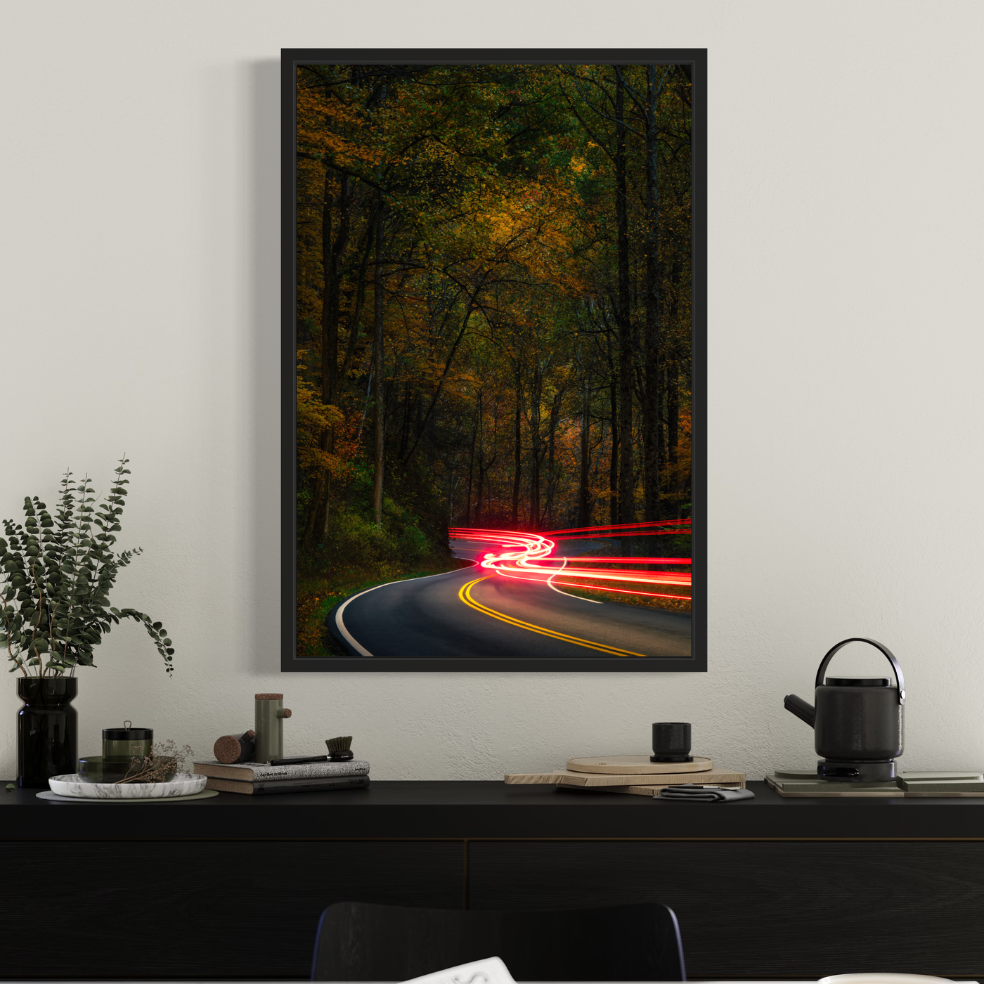 Smoky Mountains Light Trails Tennessee displayed in an elegant room interior