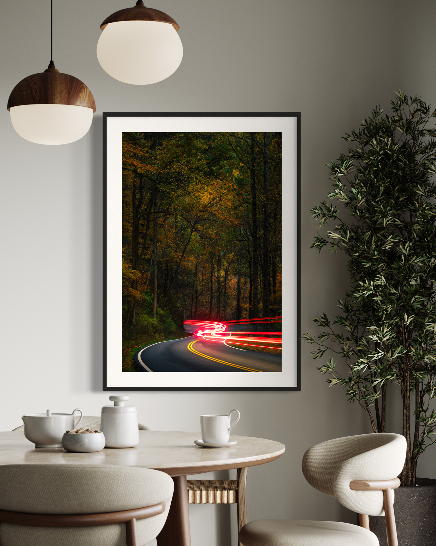 Smoky Mountains Light Trails Tennessee displayed in a refined room interior