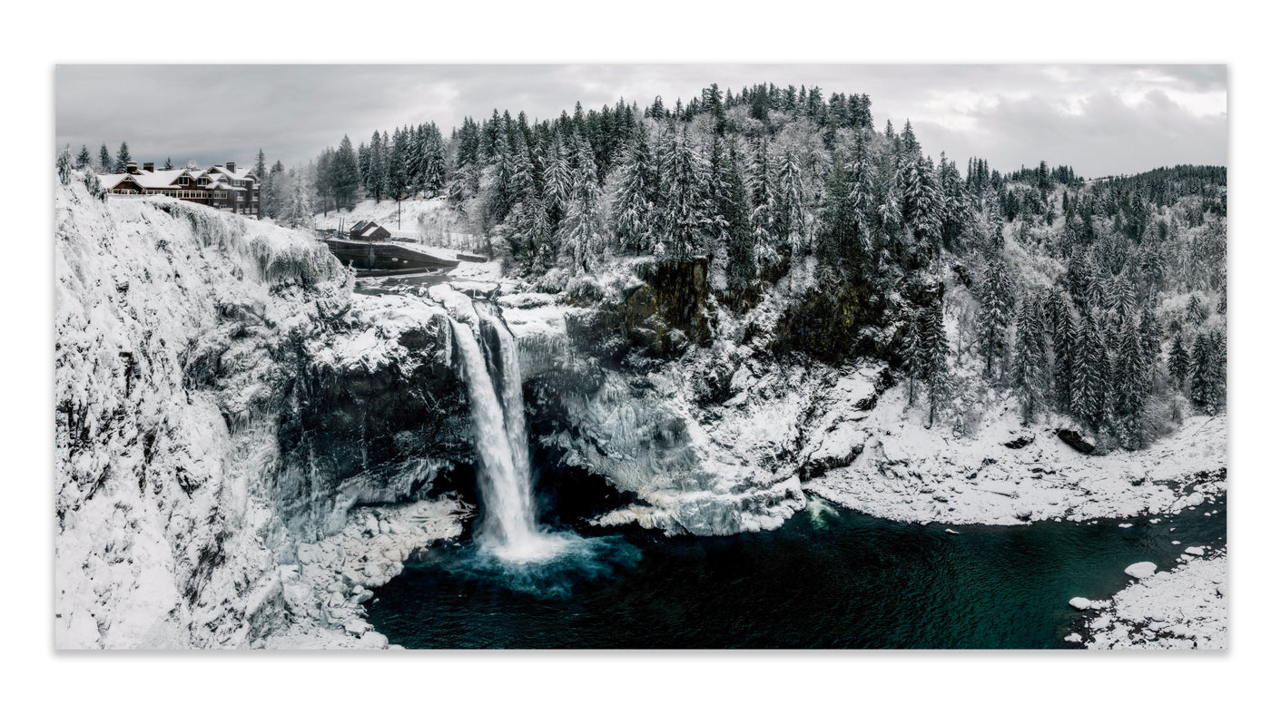 Snoqualmie Falls Winter displayed in a modern room interior