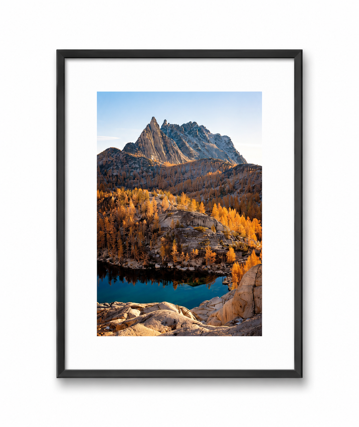 Prusik Peak Enchantments Washington Fine Art Print in a black frame with white mat
