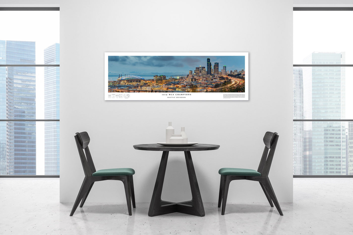 Seattle Sounders 2019 MLS Cup Limited Edition displayed in a styled room interior