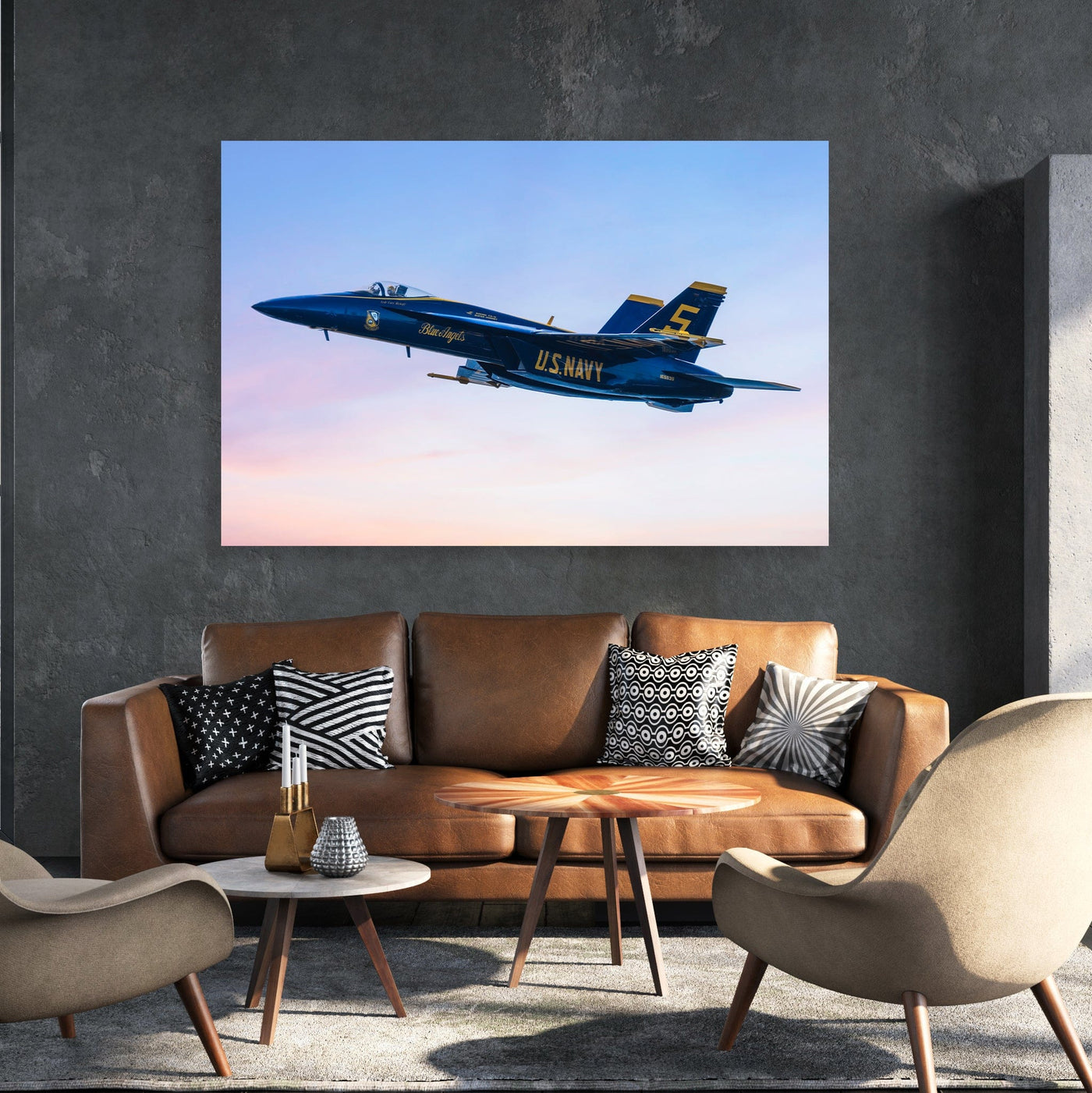 Blue Angels Jet #5 displayed in a refined interior setting