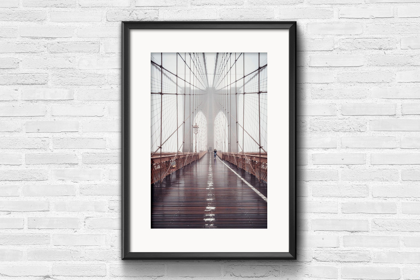 Brooklyn Bridge New York City displayed in a styled interior