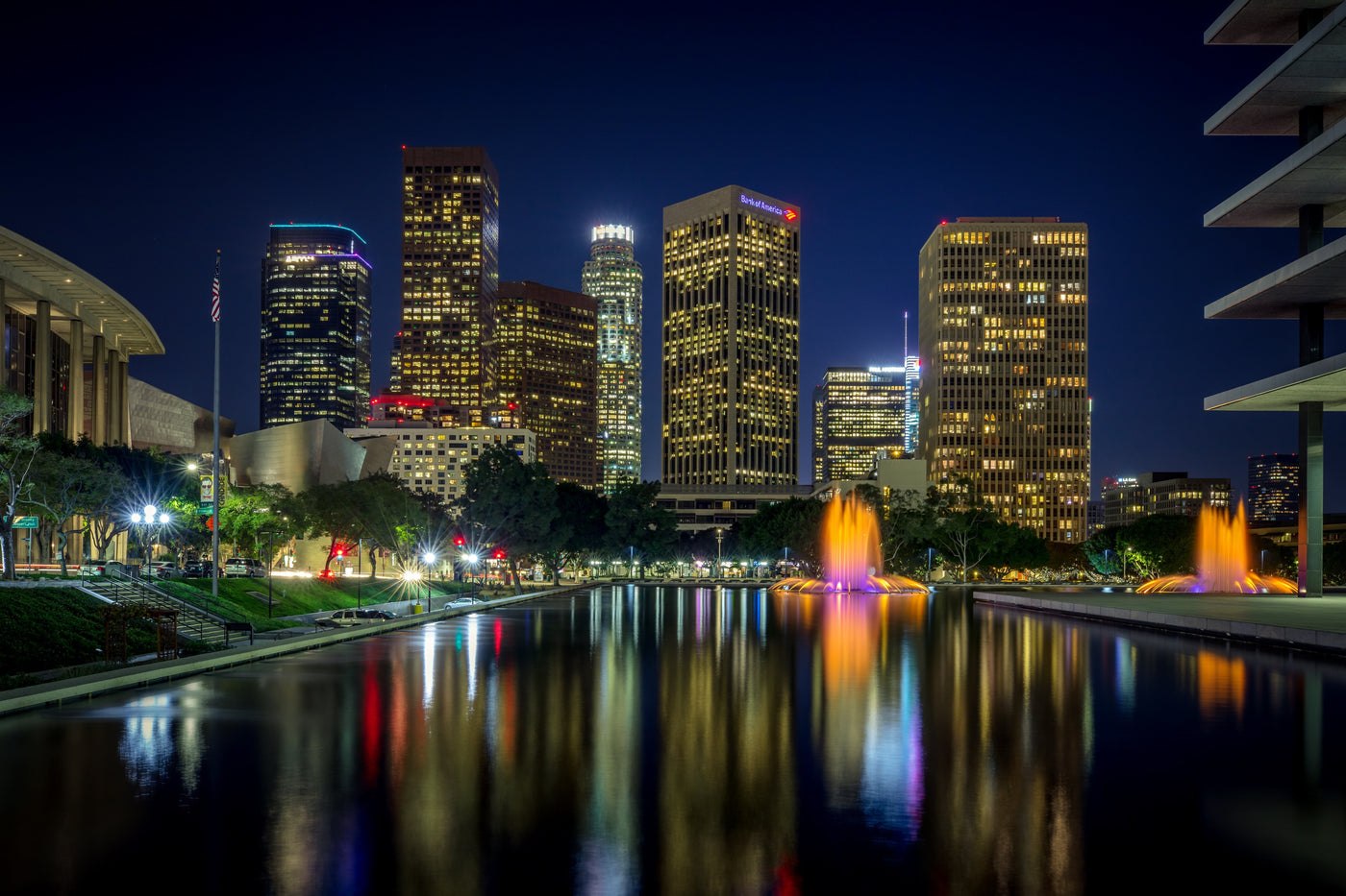 Downtown Los Angeles Night displayed in a refined room interior