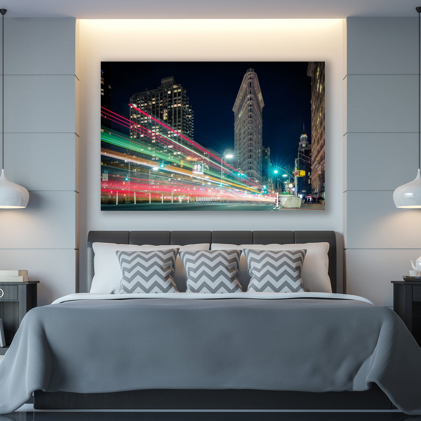 Flatiron Building New York City displayed in a contemporary room interior