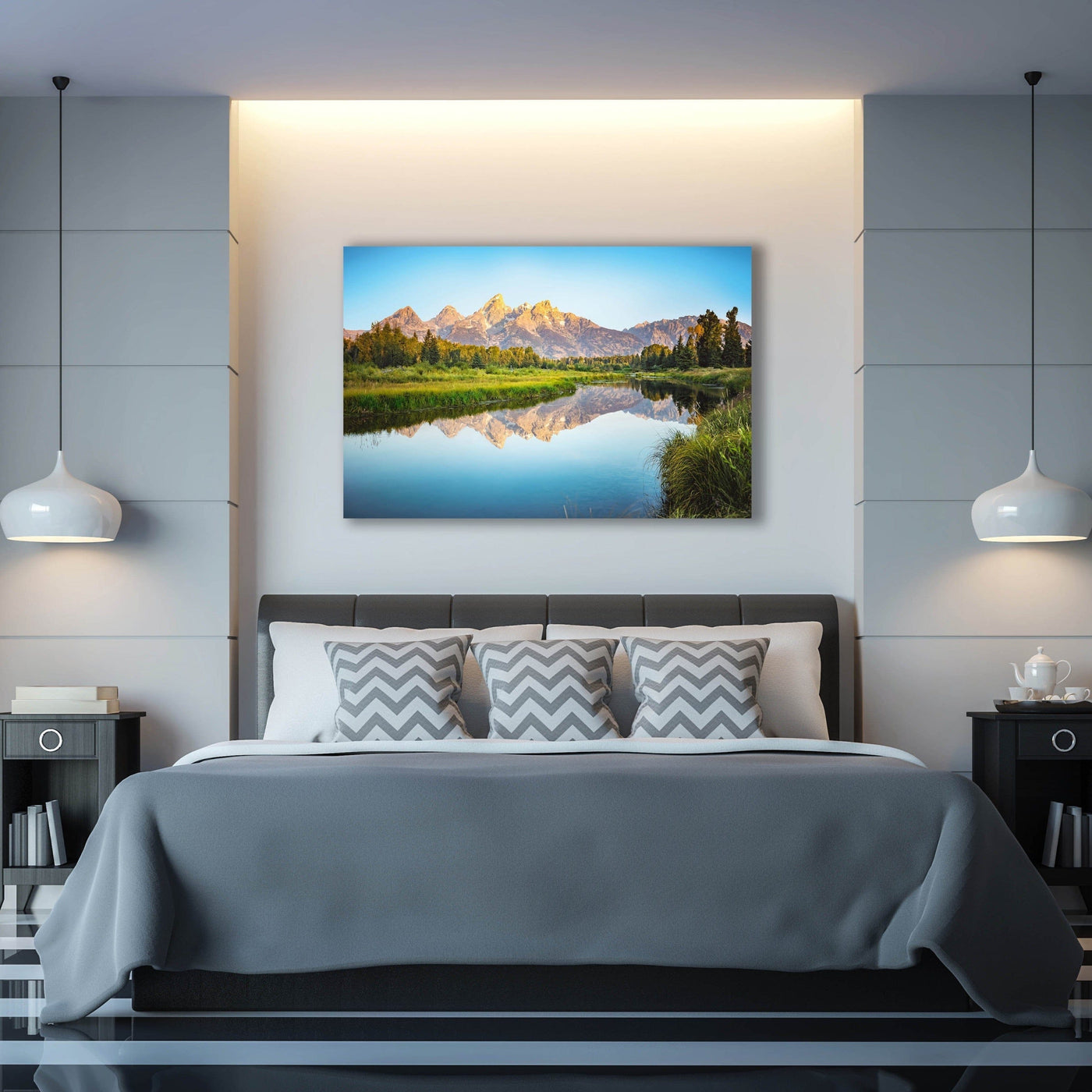 Schwabacher Landing Grand Teton displayed in a styled room interior