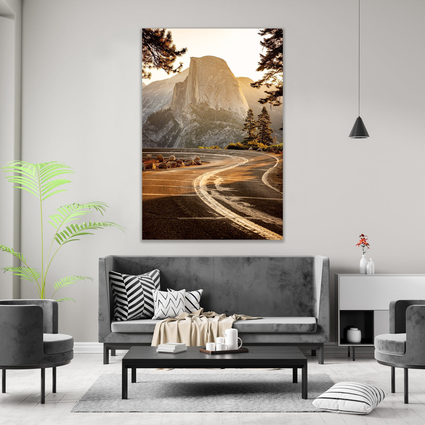 Half Dome Yosemite National Park displayed in a contemporary room interior