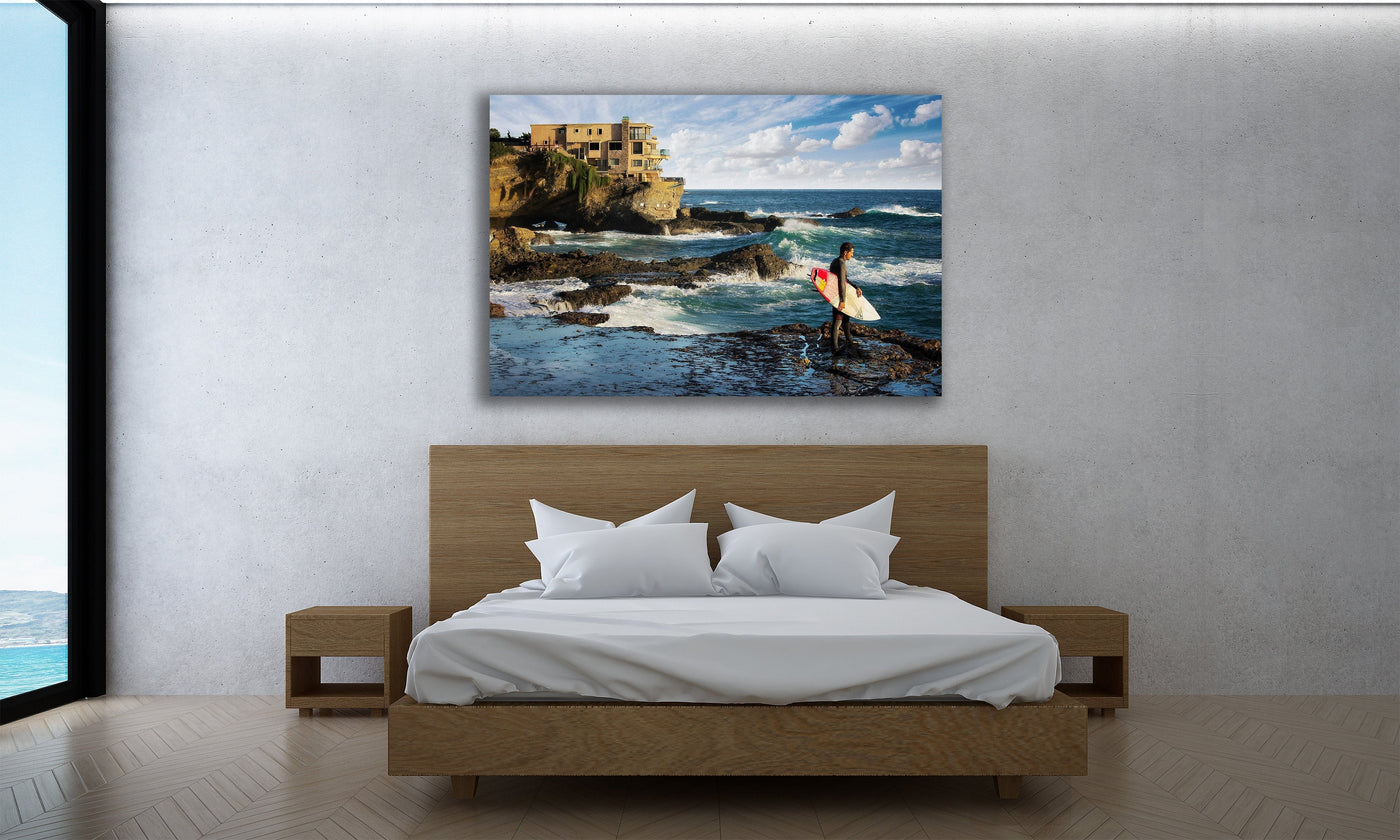 Laguna Beach High Surf displayed in a refined room interior