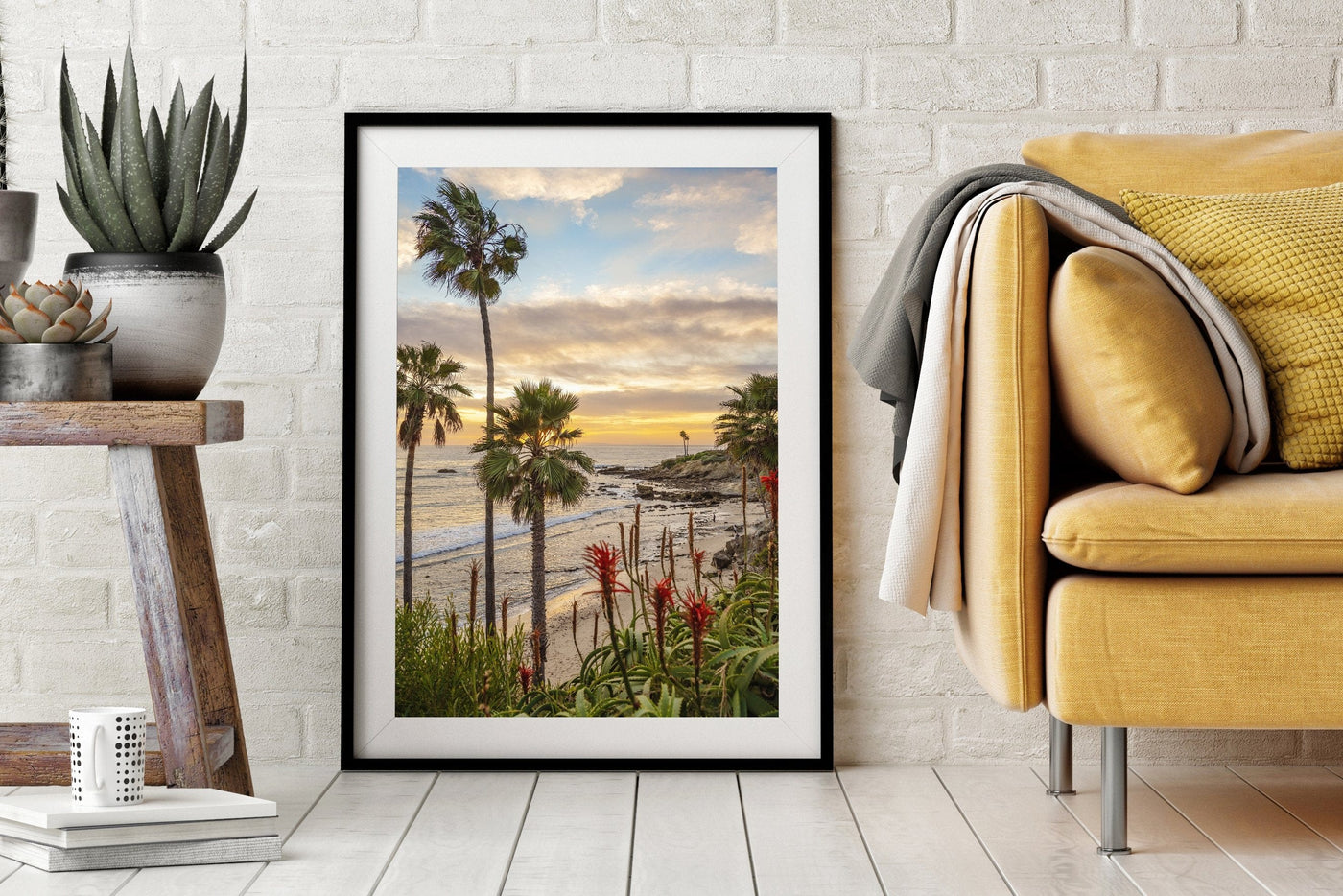 Laguna Beach Sunset Coastal displayed in a refined room interior