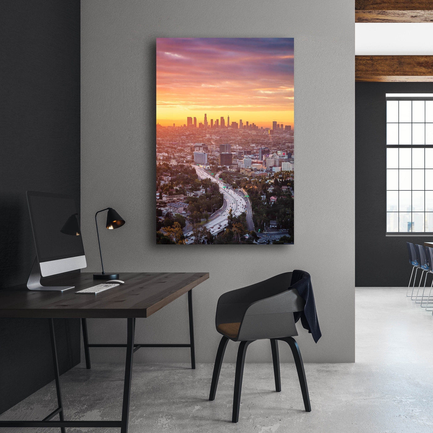 Los Angeles Sunrise displayed in a styled room interior