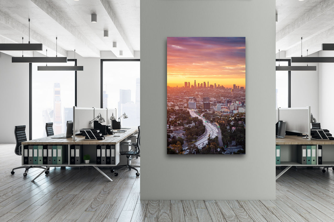 Los Angeles Sunrise displayed in an elegant room interior