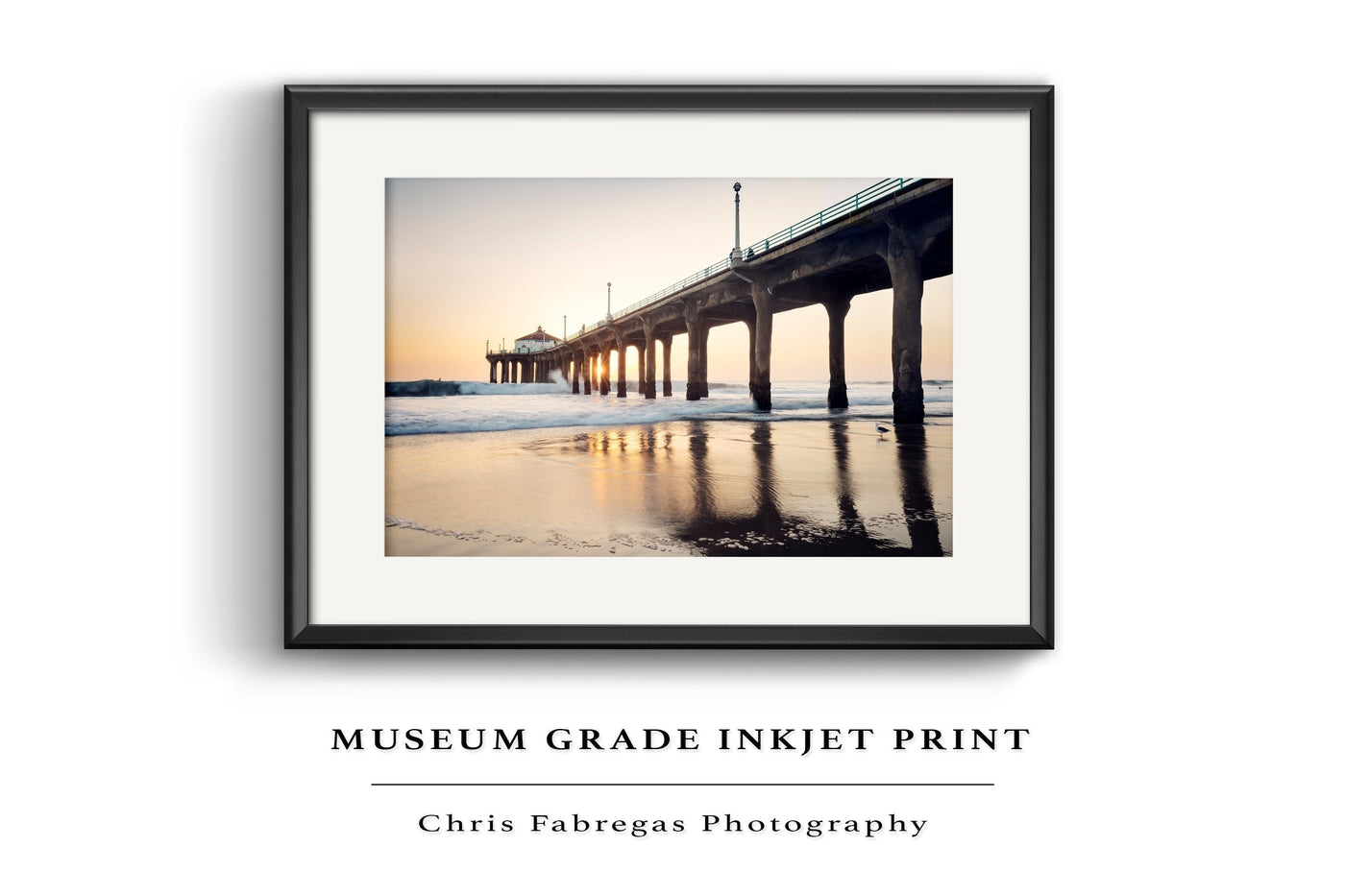 Manhattan Beach Pier Sunset displayed in a refined room interior