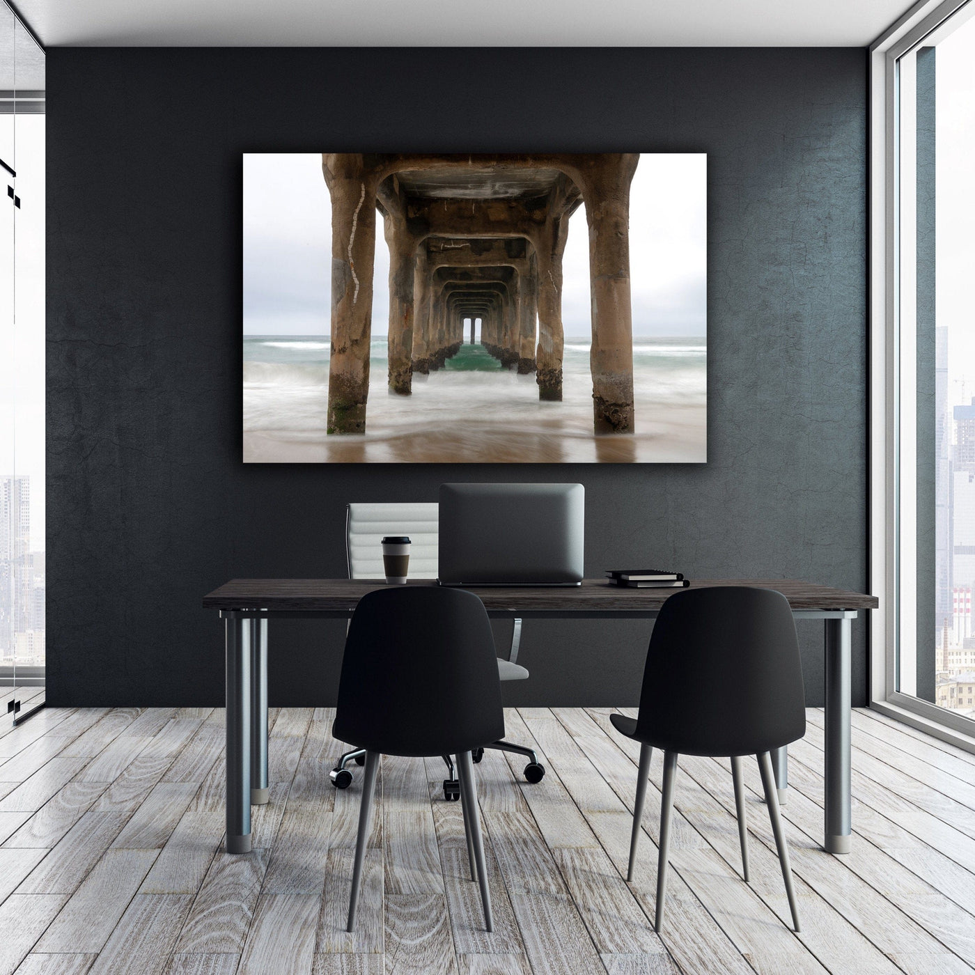 Manhattan Beach Pier California displayed in an elegant room interior