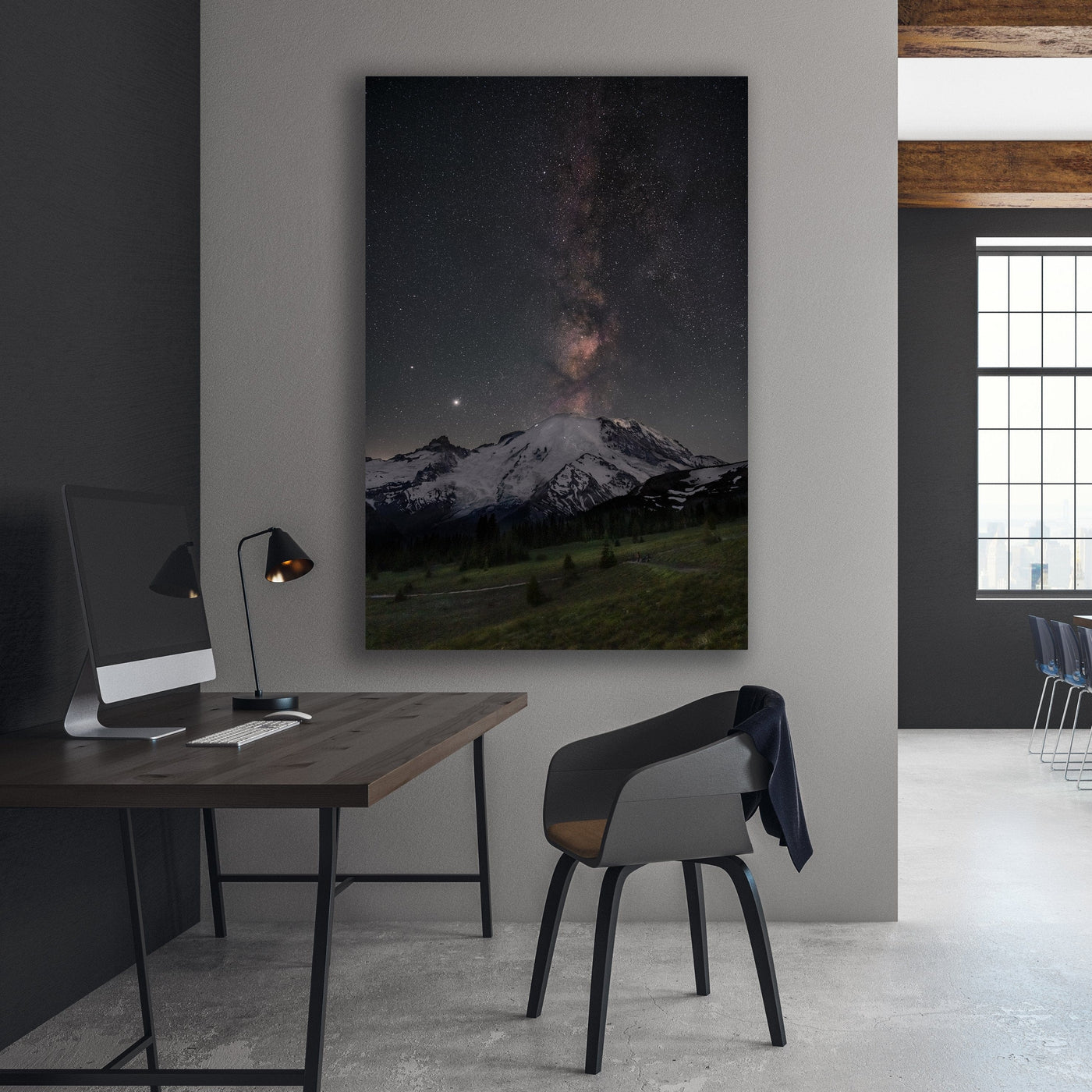 Milky Way Over Mount Rainier displayed in a refined interior setting