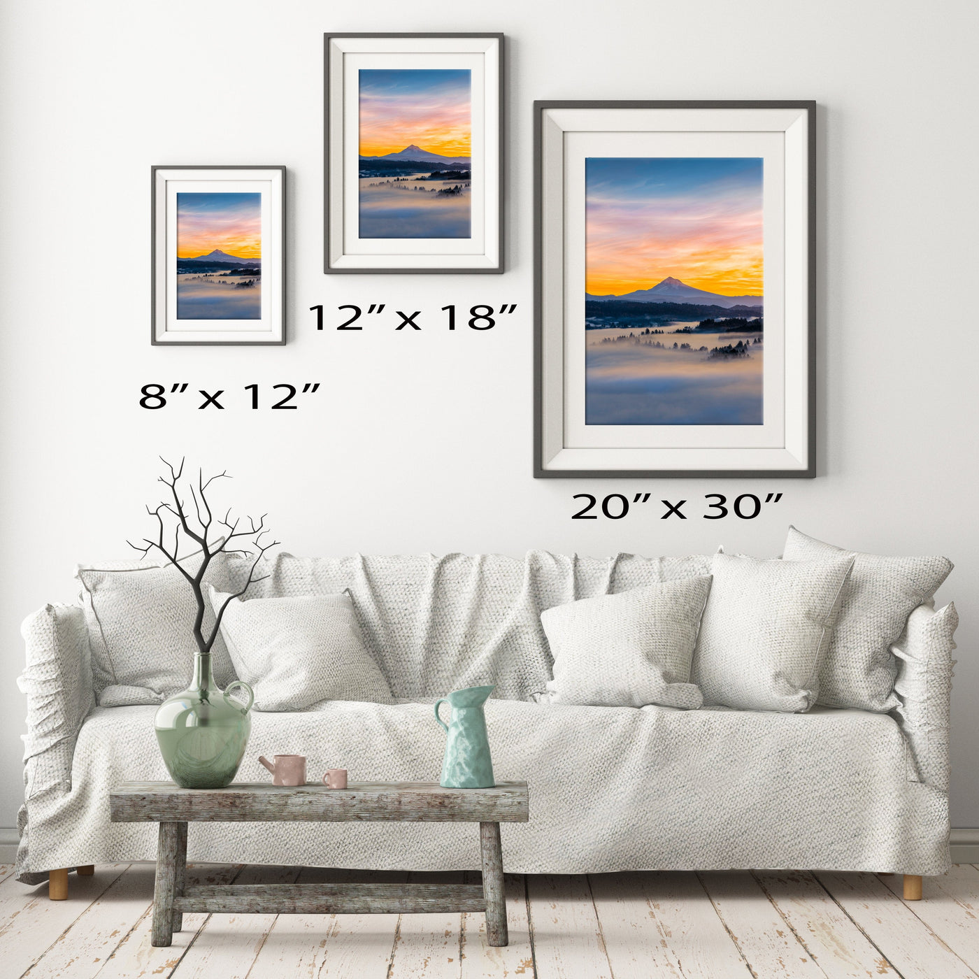 Mount Hood Sunrise displayed in a styled interior