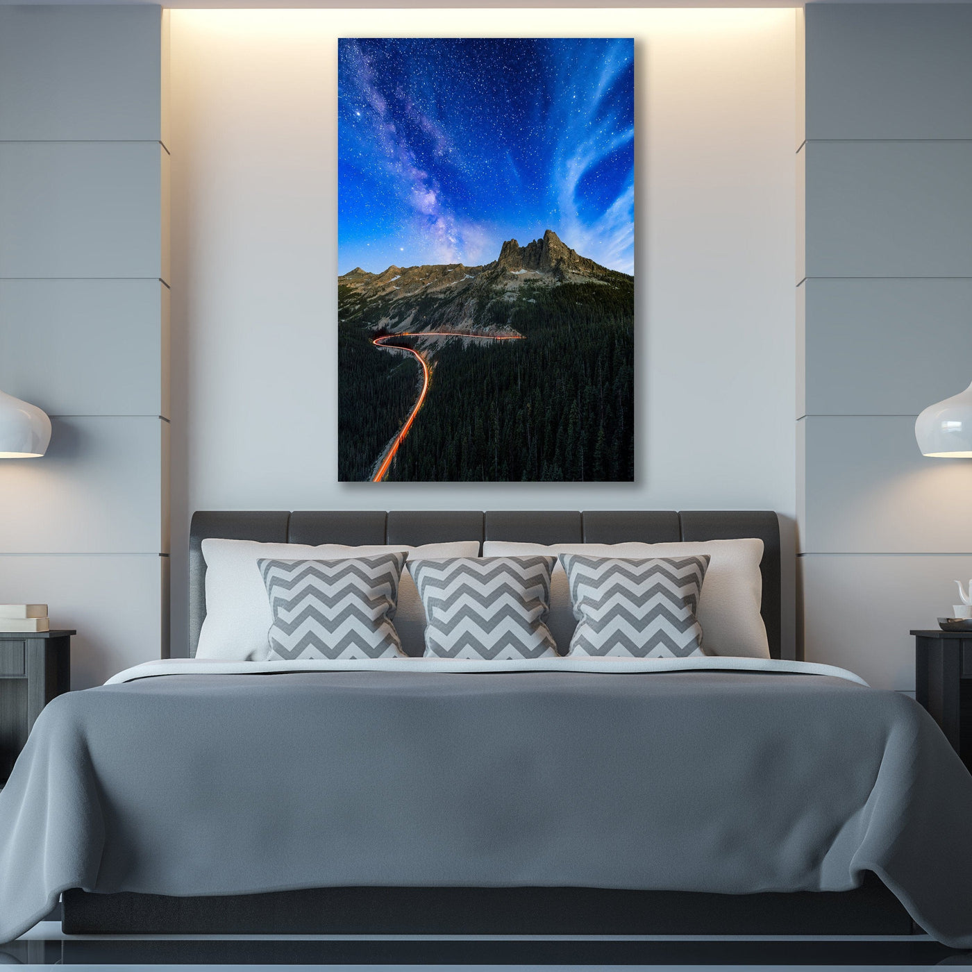 North Cascades Milky Way displayed in a contemporary room interior