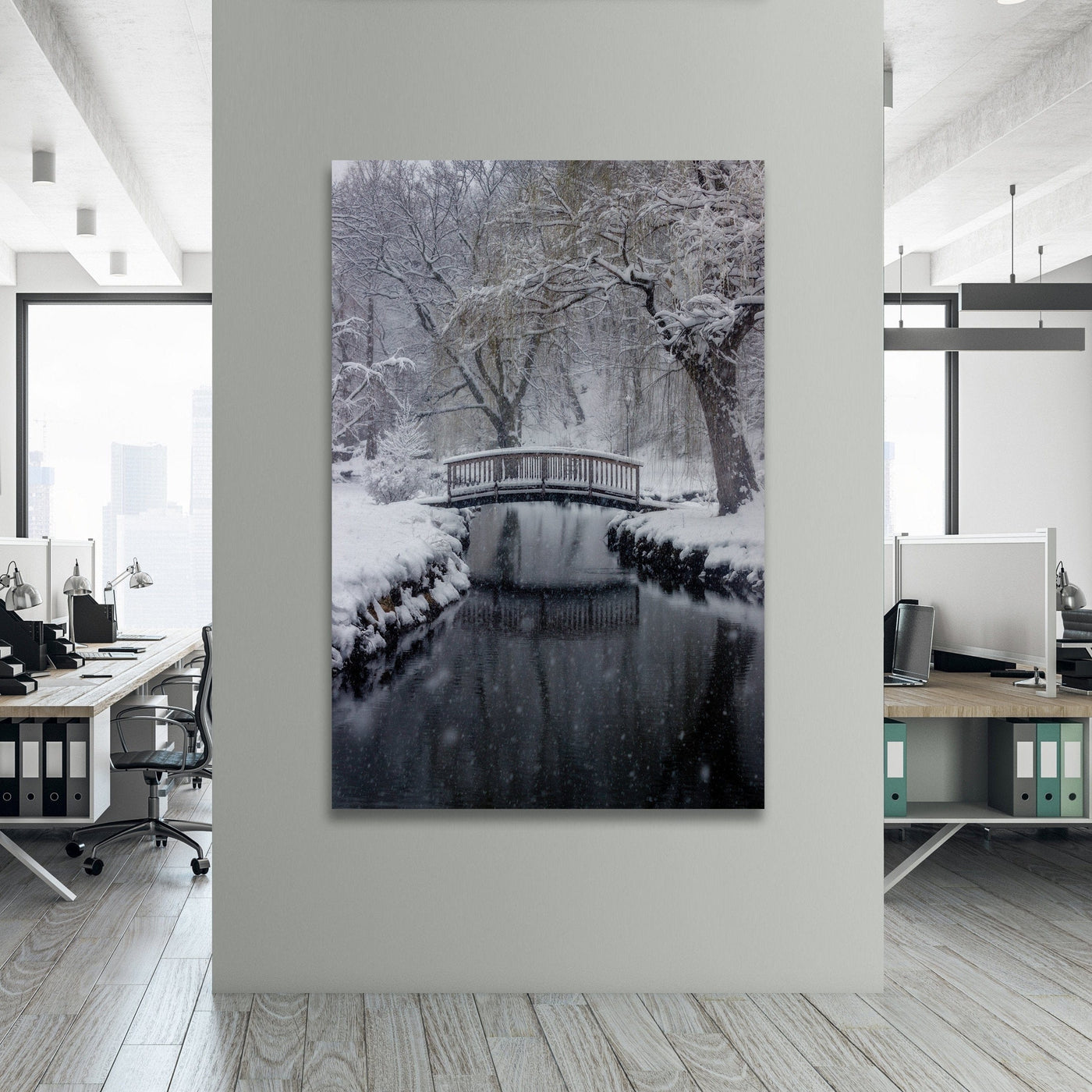 Old Greenwich Connecticut Winter displayed in a contemporary room interior