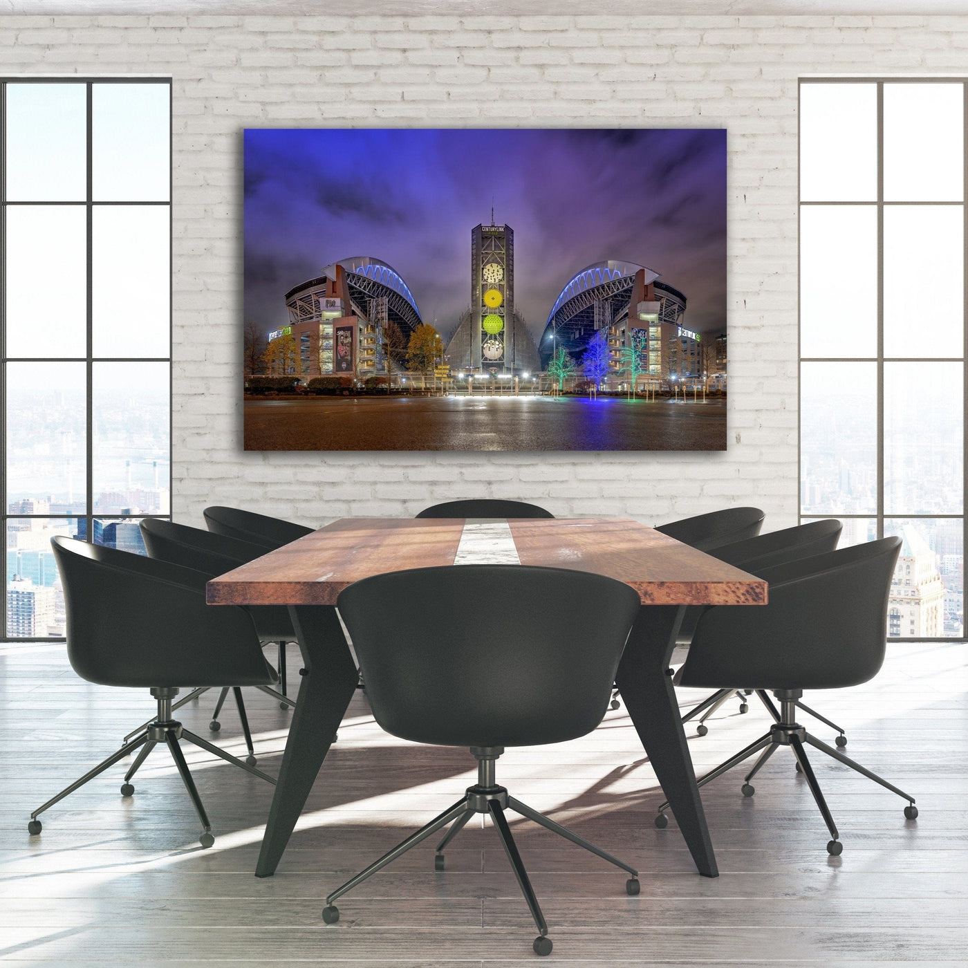 Seattle Lumen Field Fine Art Sports displayed in a contemporary room interior