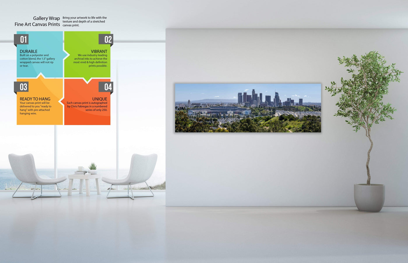 Dodger Stadium 2019 Opening Day Fine Art Print displayed in a styled room interior 3