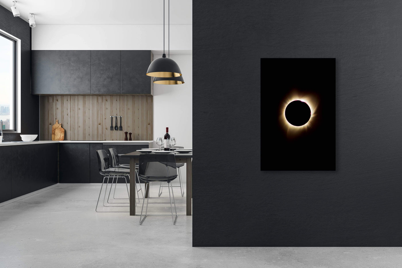 2017 Solar Eclipse Over Grand Teton displayed in a contemporary room interior