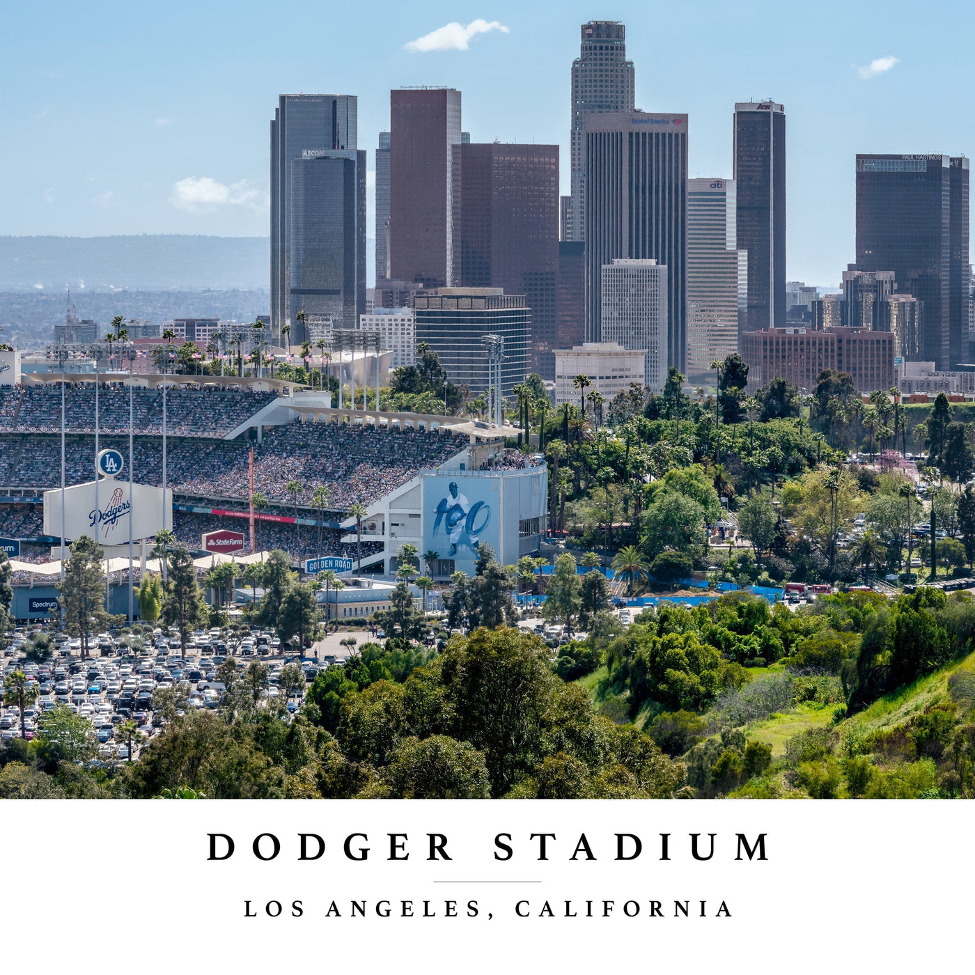 Dodger Stadium Panoramic Los Angeles Fine Art Print displayed in a styled room interior 5